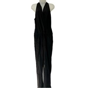 Rory Beca‎ Black 100% Silk Halter Jumpsuit Sz S Minimalist Natural Fibers Chic